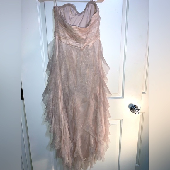 Strapless Formal Dress, size 9, sparkly off pink/champagne, cream color. - Picture 1 of 10